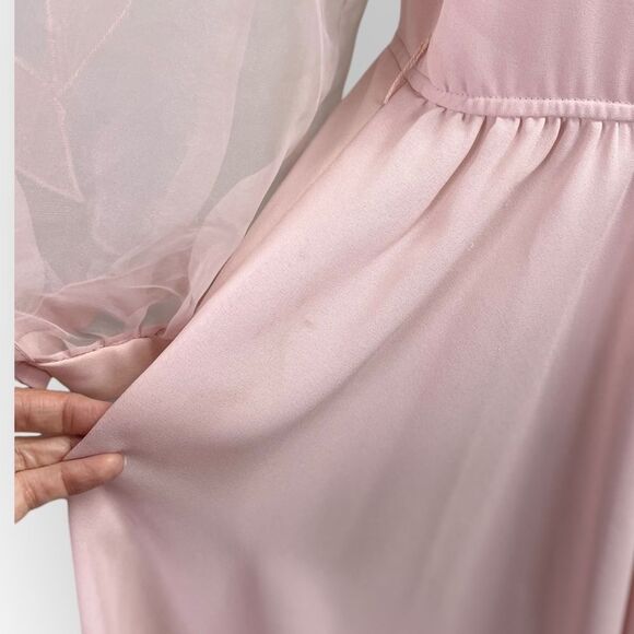 Vintage 1960’s Parnes Feinstein 3/4 sleeves pink midi dress. Retro party prom - Picture 10 of 11